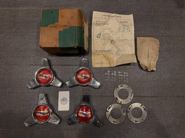 1957-1958 Chevy Bel Air/Impala NOS Hubcap Spinners – Mint in Box