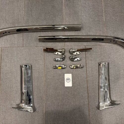 1958 Chevy Impala Convertible Inner Windshield Trim + Visor Brackets and Top Striker Plate